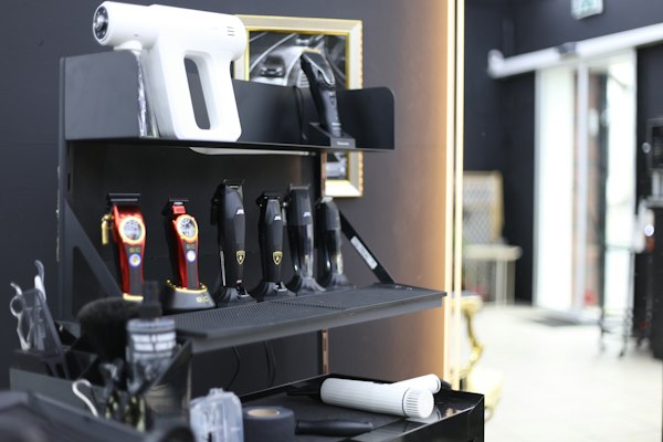 Clippers and trimmers laid out on a counter